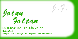 jolan foltan business card