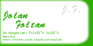 jolan foltan business card